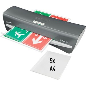 Laminator LEITZ iLAM Office, A4, kit folii laminare inclus, gri Laminator LEITZ iLAM Office, A4, kit folii laminare inclus, gri