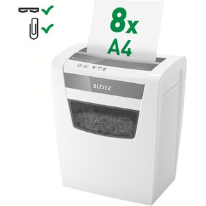 Distrugator documente manual LEITZ Office, 8 coli, 15l, Cross-Cut, alb Distrugator documente manual LEITZ Office, 8 coli, 15l, Cross-Cut, alb