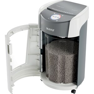 Distrugator documente manual LEITZ Optimax, 10 coli, 35l, Micro-Cut, alb-gri Distrugator documente manual LEITZ Optimax, 10 coli, 35l, Micro-Cut, alb-gri