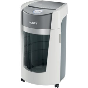 Distrugator documente manual LEITZ Optimax, 10 coli, 35l, Micro-Cut, alb-gri Distrugator documente manual LEITZ Optimax, 10 coli, 35l, Micro-Cut, alb-gri