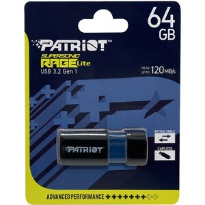 Memorie USB PATRIOT Supersonic Rage Lite, 64GB, USB 3.2 Gen 1, negru Memorie USB PATRIOT Supersonic Rage Lite, 64GB, USB 3.2 Gen 1, negru