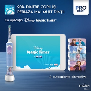 Periuta de dinti electrica copii ORAL-B Pro Kids Frozen, 7600 miscari/min, Curatare 2D, 2 programe, 1 capat, albastru Periuta de dinti electrica copii ORAL-B Pro Kids Frozen, 7600 miscari/min, Curatare 2D, 2 programe, 1 capat, albastru