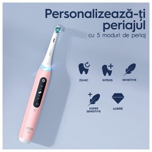 Periuta de dinti electrica ORAL-B iO5, Bluetooth, 40000 miscari/min, Curatare 3D, 5 programe, 1 capat, roz Periuta de dinti electrica ORAL-B iO5, Bluetooth, 40000 miscari/min, Curatare 3D, 5 programe, 1 capat, roz