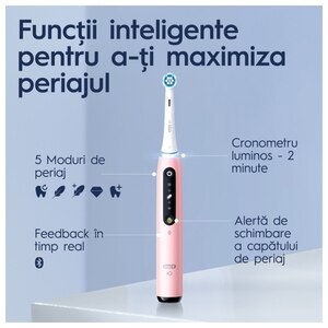 Periuta de dinti electrica ORAL-B iO5, Bluetooth, 40000 miscari/min, Curatare 3D, 5 programe, 1 capat, roz Periuta de dinti electrica ORAL-B iO5, Bluetooth, 40000 miscari/min, Curatare 3D, 5 programe, 1 capat, roz