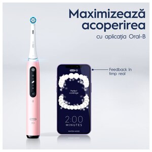 Periuta de dinti electrica ORAL-B iO5, Bluetooth, 40000 miscari/min, Curatare 3D, 5 programe, 1 capat, roz Periuta de dinti electrica ORAL-B iO5, Bluetooth, 40000 miscari/min, Curatare 3D, 5 programe, 1 capat, roz