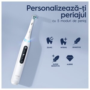 Periuta de dinti electrica ORAL-B iO5, Bluetooth, 40000 miscari/min, Curatare 3D, 5 programe, 1 capat, alb Periuta de dinti electrica ORAL-B iO5, Bluetooth, 40000 miscari/min, Curatare 3D, 5 programe, 1 capat, alb