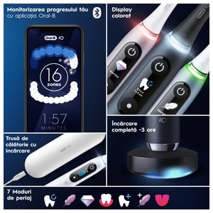 Periuta de dinti electrica ORAL-B iO9, Bluetooth, Curatare 3D, 7 programe, 1 capat, negru Periuta de dinti electrica ORAL-B iO9, Bluetooth, Curatare 3D, 7 programe, 1 capat, negru