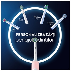 Periuta de dinti electrica ORAL-B Pro 1, 20000 pulsatii/min, Curatare 3D, Timer, 3 programe, 1 capat, roz Periuta de dinti electrica ORAL-B Pro 1, 20000 pulsatii/min, Curatare 3D, Timer, 3 programe, 1 capat, roz