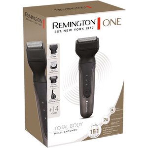 Aparat de tuns multifunctional 14 in 1 REMINGTON ONE Total Body PG780, acumulator, autonomie 60 min, 14 piepteni, rezistent la apa, negru Aparat de tuns multifunctional 14 in 1 REMINGTON ONE Total Body PG780, acumulator, autonomie 60 min, 14 piepteni, rezistent la apa, negru