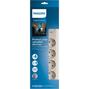Prelungitor cu protectie PHILIPS SPN7040WA/58, 4 prize, 2m, Protectie copii, alb Prelungitor cu protectie PHILIPS SPN7040WA/58, 4 prize, 2m, Protectie copii, alb