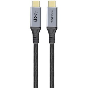 Cablu USB-C - USB-C PROMATE PowerBolt5-80G, USB 4, 1.2m, negru-gri Cablu USB-C - USB-C PROMATE PowerBolt5-80G, USB 4, 1.2m, negru-gri