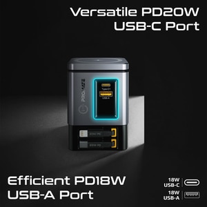 Statie incarcare 6 in 1 PROMATE PowerSync-105, 2xUSB-C Power Delivery 20W, 2xUSB-A Power Delivery 18W, Wireless 15W, negru Statie incarcare 6 in 1 PROMATE PowerSync-105, 2xUSB-C Power Delivery 20W, 2xUSB-A Power Delivery 18W, Wireless 15W, negru