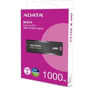 SSD extern ADATA SC610-1000G-CBK/RD, 1TB, USB 3.2 Gen3.2, negru SSD extern ADATA SC610-1000G-CBK/RD, 1TB, USB 3.2 Gen3.2, negru