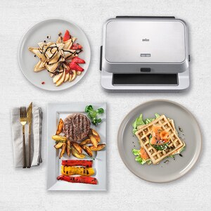 Sandwich maker BRAUN SnackMaker 5 SM5038, 800W, 3 placi detasabile, argintiu-negru Sandwich maker BRAUN SnackMaker 5 SM5038, 800W, 3 placi detasabile, argintiu-negru
