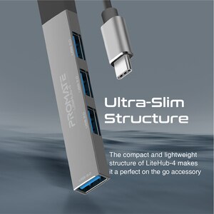 Hub USB PROMATE LiteHub-4, USB 3.0, gri Hub USB PROMATE LiteHub-4, USB 3.0, gri