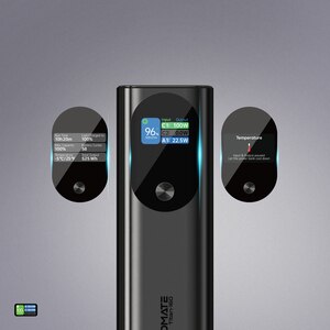 Baterie externa PROMATE Titan-160, 27600mAh, 2xUSB-C PD 140W, 1xUSB-A 22.5W, gri Baterie externa PROMATE Titan-160, 27600mAh, 2xUSB-C PD 140W, 1xUSB-A 22.5W, gri