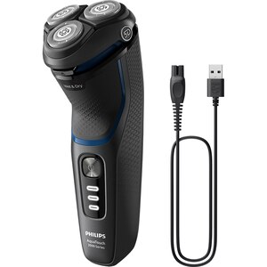 Aparat de ras PHILIPS Seria3000 S3344/13, Wet&Dry, autonomie 60 min, 3 elemente de taiere, negru Aparat de ras PHILIPS Seria3000 S3344/13, Wet&Dry, autonomie 60 min, 3 elemente de taiere, negru