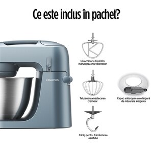 Robot de bucatarie KENWOOD Go KZM35.000GY, vas 4l, 800W, 6 trepte viteza, albastru Robot de bucatarie KENWOOD Go KZM35.000GY, vas 4l, 800W, 6 trepte viteza, albastru