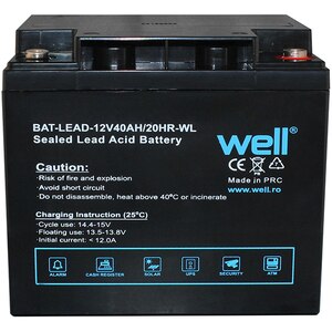 Acumulator plumb acid WELL BAT-LEAD-12V40AH-WL, 12V, 40 Ah Acumulator plumb acid WELL BAT-LEAD-12V40AH-WL, 12V, 40 Ah
