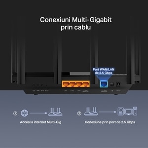 Router Wireless Gigabit TP-LINK Archer AX72 Pro AX5400, Wi-Fi 6, Dual-band 574+4804 Mbps, negru Router Wireless Gigabit TP-LINK Archer AX72 Pro AX5400, Wi-Fi 6, Dual-band 574+4804 Mbps, negru