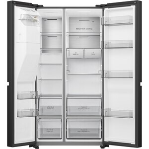 Side by Side HISENSE RS818N4TFE, Total No Frost, 632 l, H 179 cm, Clasa E, Dozator apa, Wi-Fi, negru Side by Side HISENSE RS818N4TFE, Total No Frost, 632 l, H 179 cm, Clasa E, Dozator apa, Wi-Fi, negru