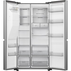 Side by Side HISENSE RS818N4TIE, Total No Frost, 632 l, H 179 cm, Clasa E, Dozator apa, Wi-Fi, argintiu Side by Side HISENSE RS818N4TIE, Total No Frost, 632 l, H 179 cm, Clasa E, Dozator apa, Wi-Fi, argintiu