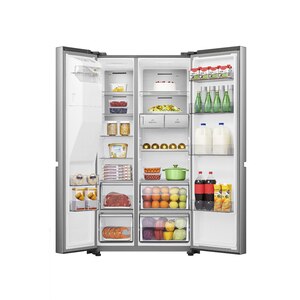 Side by Side HISENSE RS818N4TIE, Total No Frost, 632 l, H 179 cm, Clasa E, Dozator apa, Wi-Fi, argintiu Side by Side HISENSE RS818N4TIE, Total No Frost, 632 l, H 179 cm, Clasa E, Dozator apa, Wi-Fi, argintiu