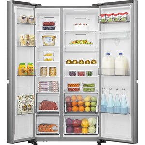 Side by Side HISENSE RS840N4WCE, Total No Frost, 649 l, H 179.5 cm, Clasa E, Dozator apa, Wi-Fi, argintiu Side by Side HISENSE RS840N4WCE, Total No Frost, 649 l, H 179.5 cm, Clasa E, Dozator apa, Wi-Fi, argintiu