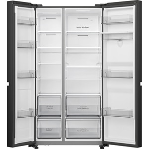 Side by Side HISENSE RS840N4WFE, Total No Frost, 649 l, H 179.5 cm, Clasa E, Dozator apa, Wi-Fi, negru Side by Side HISENSE RS840N4WFE, Total No Frost, 649 l, H 179.5 cm, Clasa E, Dozator apa, Wi-Fi, negru