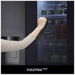 Side by Side LG GSXV91MCAE, No Frost, InstaView, 635 l, H 179 cm, Clasa E, Dozator apa, negru Side by Side LG GSXV91MCAE, No Frost, InstaView, 635 l, H 179 cm, Clasa E, Dozator apa, negru