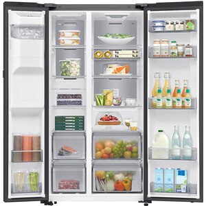 Side by Side SAMSUNG RS80F64JEBEO, No Frost, AI Energy, 634 l, H 178.6 cm, Clasa E, Dozator apa, sticla neagra Side by Side SAMSUNG RS80F64JEBEO, No Frost, AI Energy, 634 l, H 178.6 cm, Clasa E, Dozator apa, sticla neagra