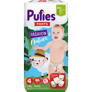 Scutece chilotel PUFIES Fashion&Nature Maxi nr 4, Unisex, 9-15 kg, 44 buc Scutece chilotel PUFIES Fashion&Nature Maxi nr 4, Unisex, 9-15 kg, 44 buc
