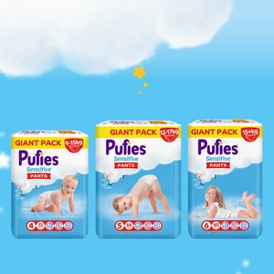 Scutece chilotel PUFIES Sensitive Maxi nr 4, 9-15 kg, 72 buc Scutece chilotel PUFIES Sensitive Maxi nr 4, 9-15 kg, 72 buc