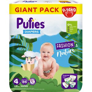 Scutece PUFIES Fashion&Nature Maxi nr 4, 9-14 kg, 84 buc Scutece PUFIES Fashion&Nature Maxi nr 4, 9-14 kg, 84 buc