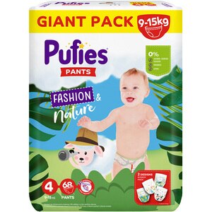 Scutece chilotel PUFIES Fashion&Nature nr 4, 9 15 kg, 68 buc Scutece chilotel PUFIES Fashion&Nature nr 4, 9 15 kg, 68 buc
