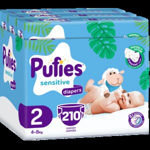 Scutece PUFIES Sensitive nr 2, Unisex, 4-8 kg, 210 buc Scutece PUFIES Sensitive nr 2, Unisex, 4-8 kg, 210 buc