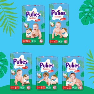 Scutece chilotel PUFIES Fashion Maxi nr 3, Unisex, 6-11kg, 150 buc Scutece chilotel PUFIES Fashion Maxi nr 3, Unisex, 6-11kg, 150 buc