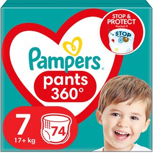 Scutece chilotel PAMPERS Pants Mega Box nr 7, Unisex, 17 kg+, 74 buc Scutece chilotel PAMPERS Pants Mega Box nr 7, Unisex, 17 kg+, 74 buc