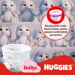 Scutece chilotel HUGGIES Little Movers nr 4, Fata, 9-14 kg, 104 buc Scutece chilotel HUGGIES Little Movers nr 4, Fata, 9-14 kg, 104 buc
