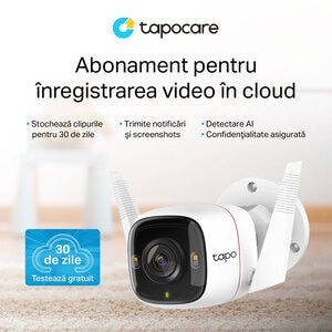 Camera IP Wireless exterior TP-LINK Tapo C320WS, 4MP, QHD 1440p, IR, Night Vision, Alb Camera IP Wireless exterior TP-LINK Tapo C320WS, 4MP, QHD 1440p, IR, Night Vision, Alb