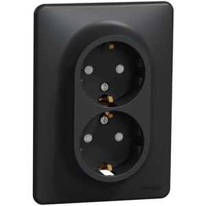 Priza dubla SCHNEIDER Sedna Design SDD314221, IP20, Obturatoare, antracit Priza dubla SCHNEIDER Sedna Design SDD314221, IP20, Obturatoare, antracit