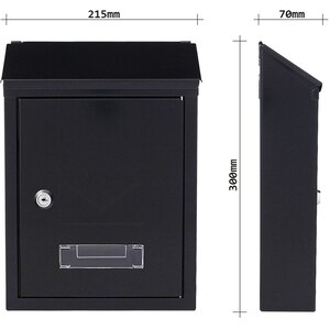 Cutie postala ROTTNER Udine, Inchidere cheie, 70 x 215 x 300 mm, negru Cutie postala ROTTNER Udine, Inchidere cheie, 70 x 215 x 300 mm, negru