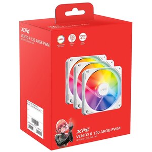 Set 3 ventilatoare PC XPG Vento R 120 ARGB PWM, 120mm, alb Set 3 ventilatoare PC XPG Vento R 120 ARGB PWM, 120mm, alb