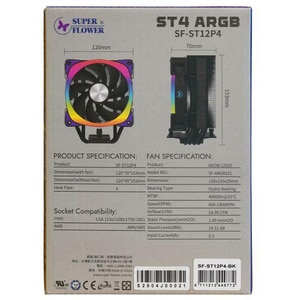 Cooler procesor SUPER FLOWER Cooldex ST4, 120mm, SF-ST12P4-BK Cooler procesor SUPER FLOWER Cooldex ST4, 120mm, SF-ST12P4-BK