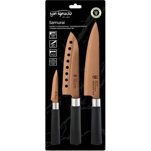 Set cutite SAN IGNACIO Samurai SG-4137, 3 piese, inox, cupru Set cutite SAN IGNACIO Samurai SG-4137, 3 piese, inox, cupru
