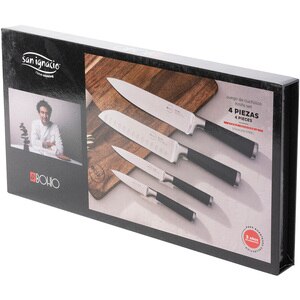 Set cutite SAN IGNACIO Bohio SG-4201, 4 piese, inox, 9 - 20cm, negru Set cutite SAN IGNACIO Bohio SG-4201, 4 piese, inox, 9 - 20cm, negru