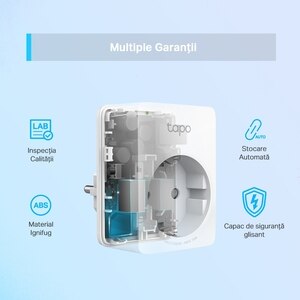 Priza inteligenta TP-LINK Tapo P100, Wi-Fi, 2300W, 10A, alb Priza inteligenta TP-LINK Tapo P100, Wi-Fi, 2300W, 10A, alb