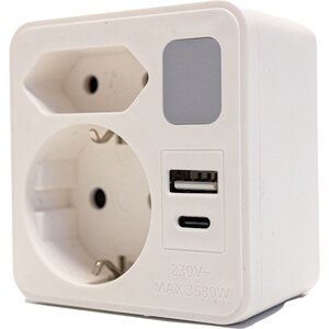 Adaptor priza STROHM, 2 prize, IP20, 3680W, alb Adaptor priza STROHM, 2 prize, IP20, 3680W, alb