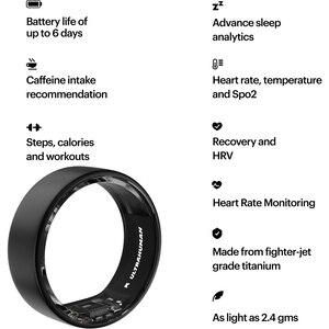 Smart Ring ULTRAHUMAN Ring Air, marimea 8, Grey Smart Ring ULTRAHUMAN Ring Air, marimea 8, Grey