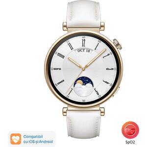 Smartwatch HUAWEI Watch GT4 41mm, GPS, Android/iOS, White Leather Strap Smartwatch HUAWEI Watch GT4 41mm, GPS, Android/iOS, White Leather Strap